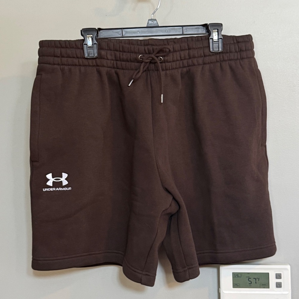 Under Armour Mens XL TG EG Brown UA Icon‎ Fleece Shorts Loose Fit Athletic